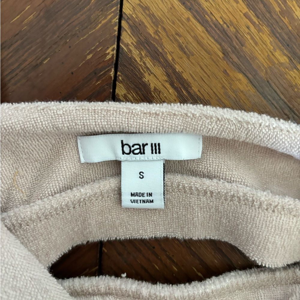 Bar III Cotton Terry Ruffle Strap Crop Top Size Small Tan - Picture 2 of 8